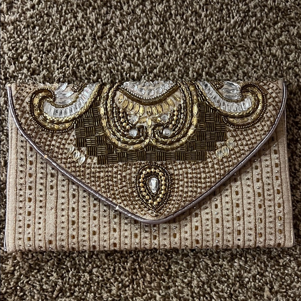 Elegant Gold and Brown Clutch